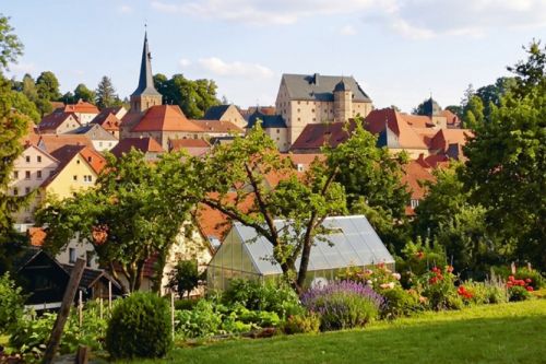 Blick auf Thurnau aus großbürgerlicher Gartenanlage aus der Barockzeit
